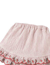 Remi Ruffled Hem Skorts with Botanical Embroidery
