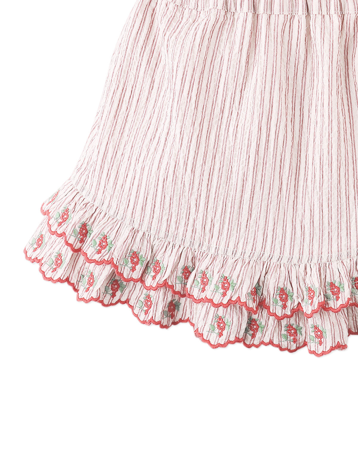 Remi Ruffled Hem Skorts with Botanical Embroidery