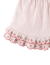 Remi Ruffled Hem Skorts with Botanical Embroidery