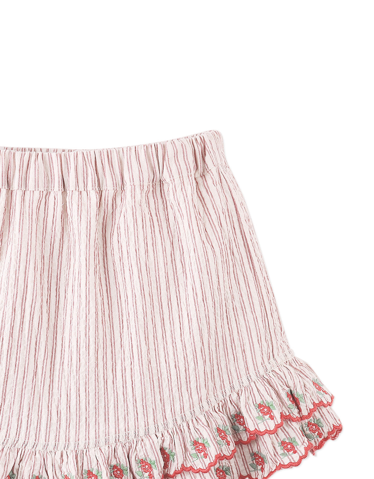 Remi Ruffled Hem Skorts with Botanical Embroidery