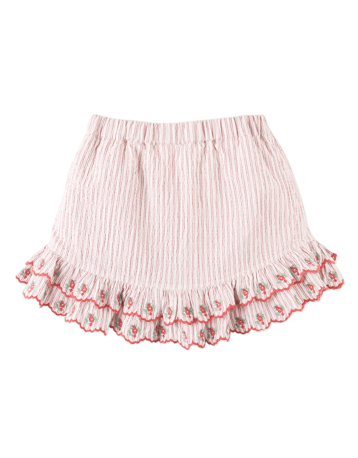 Remi Ruffled Hem Skorts with Botanical Embroidery