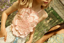 Pearl Smocked Halter Top with Large Flower Appliqué