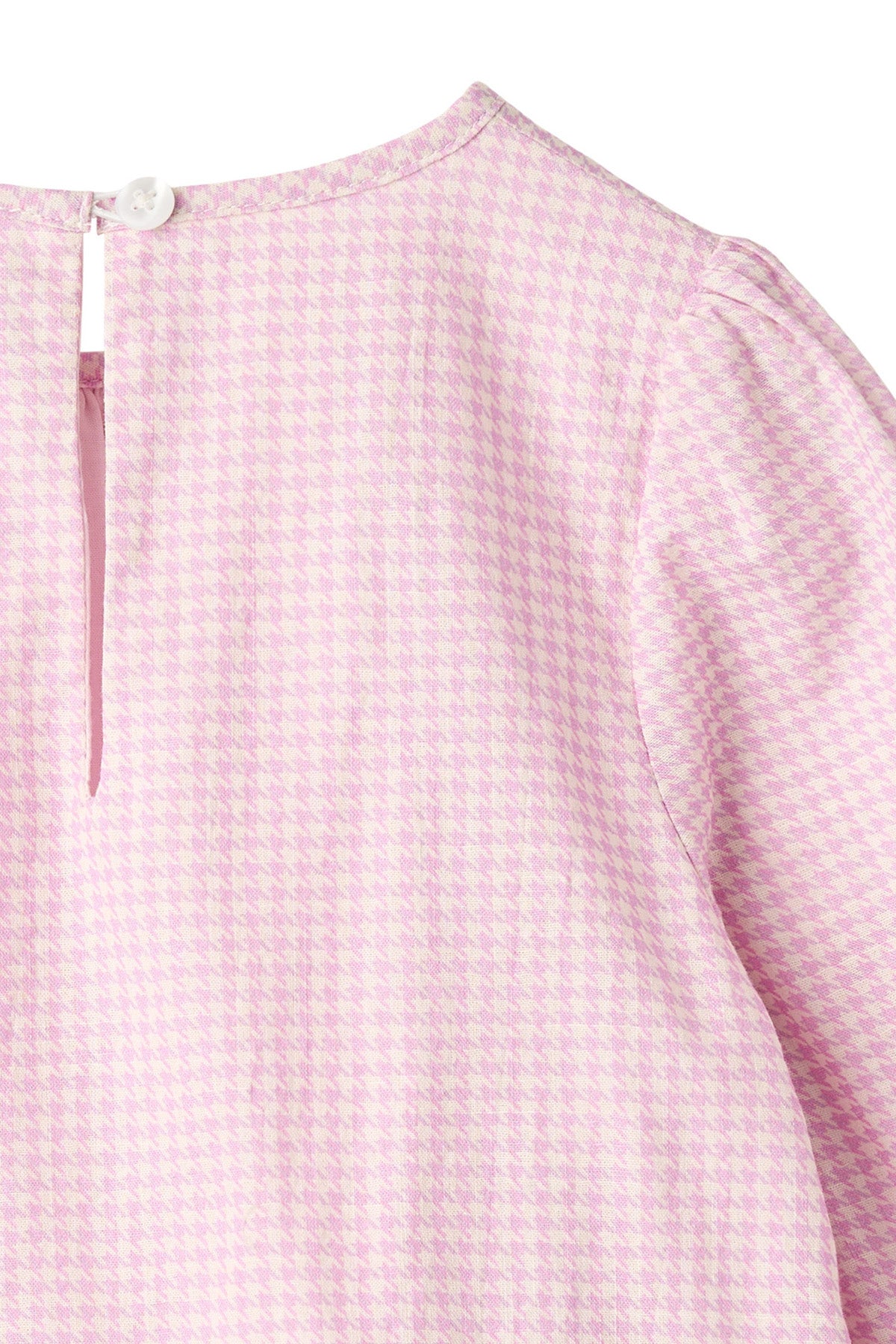 Houndstooth Blouse with Bottom Embroidery