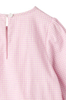 Houndstooth Blouse with Bottom Embroidery