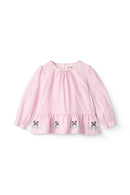 Houndstooth Blouse with Bottom Embroidery