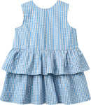 HOUNDSTOOTH DRESS W. BOW BLUE