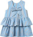 HOUNDSTOOTH DRESS W. BOW BLUE