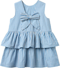 HOUNDSTOOTH DRESS W. BOW BLUE