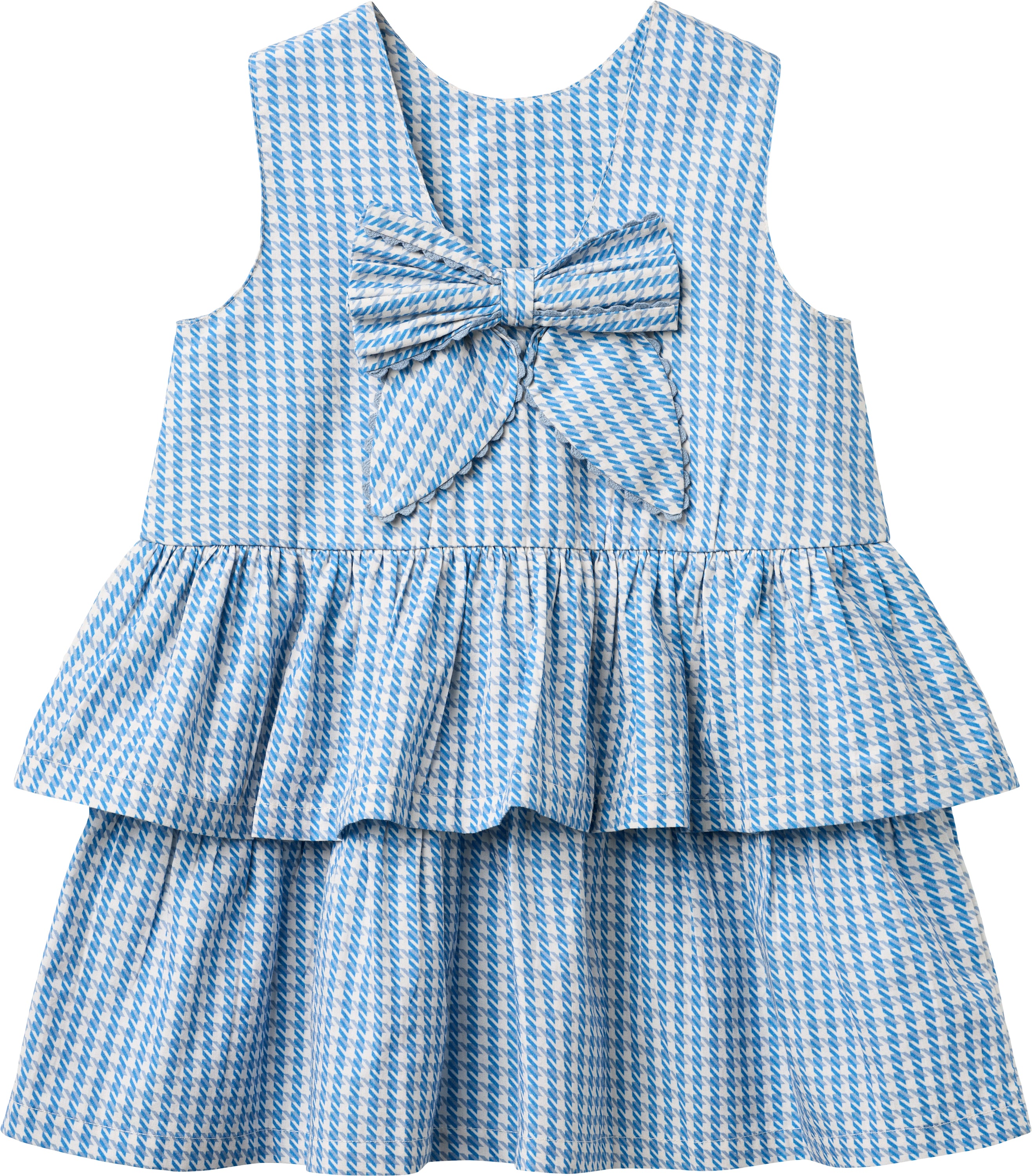 HOUNDSTOOTH DRESS W. BOW BLUE