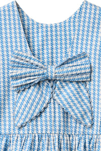 HOUNDSTOOTH DRESS W. BOW BLUE