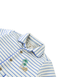Baby Ben Striped Jersey Resort Polo With Banana & Toucan Embroidery