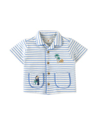 Baby Ben Striped Jersey Resort Polo With Banana & Toucan Embroidery