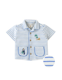 Baby Ben Striped Jersey Resort Polo With Banana & Toucan Embroidery