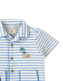 Baby Ben Striped Jersey Resort Polo With Banana & Toucan Embroidery