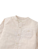 Baby Dot Textured Pattern Extended Collar Band Shirt