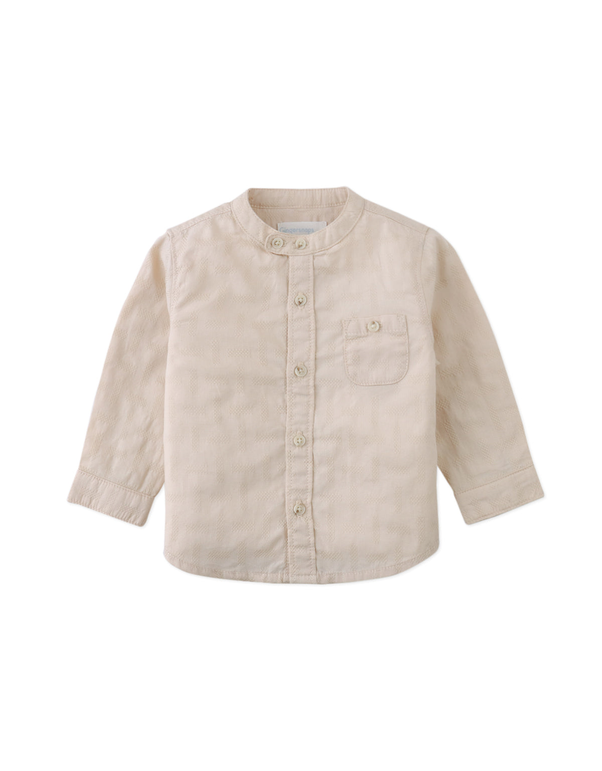 Baby Dot Textured Pattern Extended Collar Band Shirt