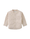 Baby Dot Textured Pattern Extended Collar Band Shirt