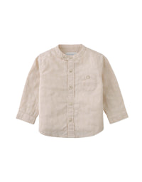 Baby Dot Textured Pattern Extended Collar Band Shirt