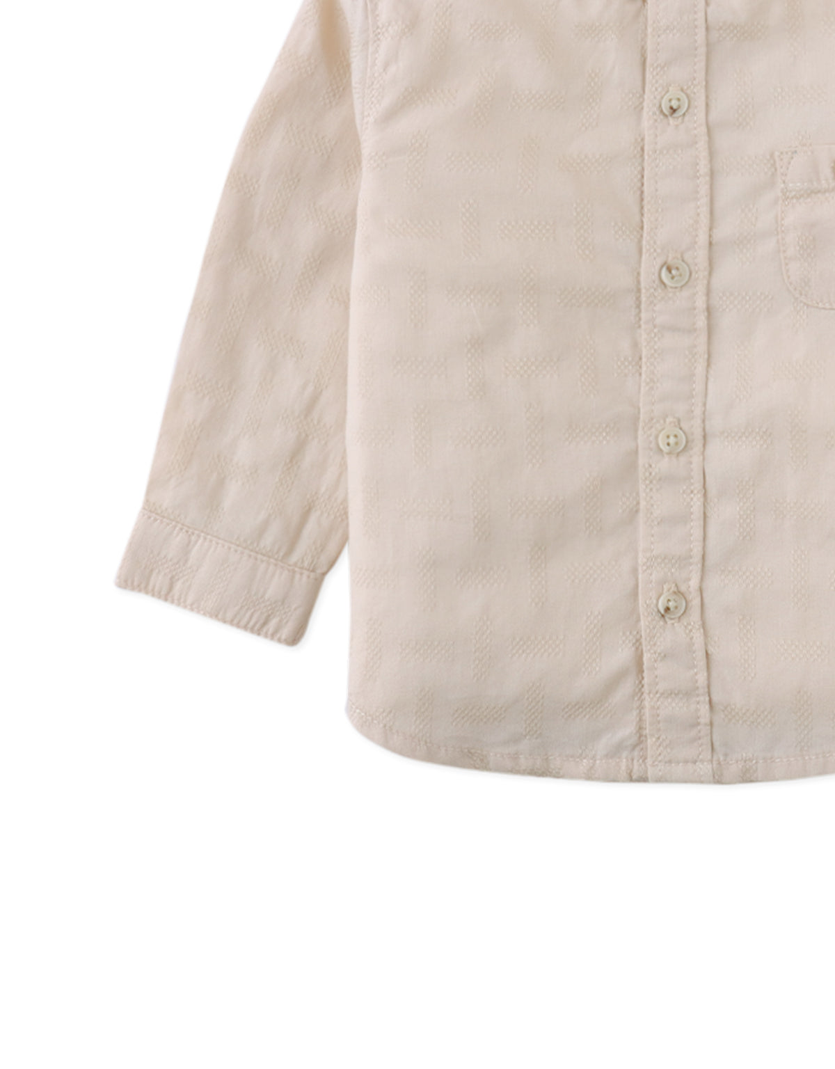 Baby Dot Textured Pattern Extended Collar Band Shirt