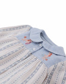 Baby Hester Striped Floral Blouse with Poodle Embroidery (Blue)