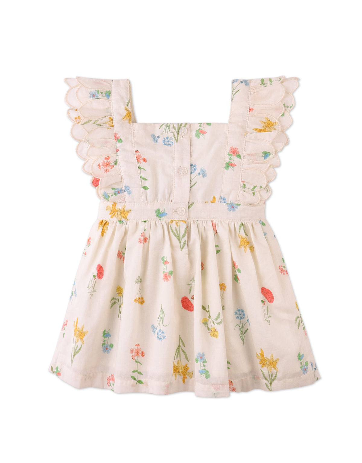 Baby Chisa Dress with Embroidered Petal Ruffle Sleeves