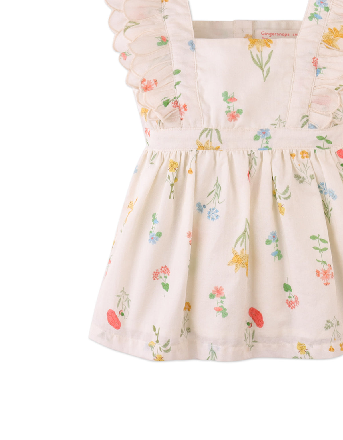 Baby Chisa Dress with Embroidered Petal Ruffle Sleeves