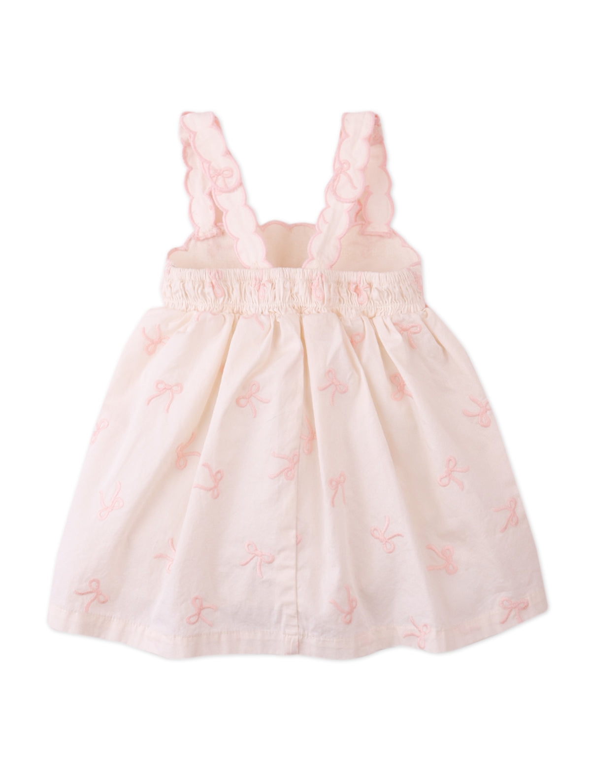 Baby Kara Poplin Dress with a Scalloped Top & Tie Straps