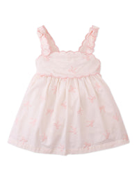 Baby Kara Poplin Dress with a Scalloped Top & Tie Straps