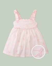 Baby Kara Poplin Dress with a Scalloped Top & Tie Straps