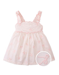 Baby Kara Poplin Dress with a Scalloped Top & Tie Straps