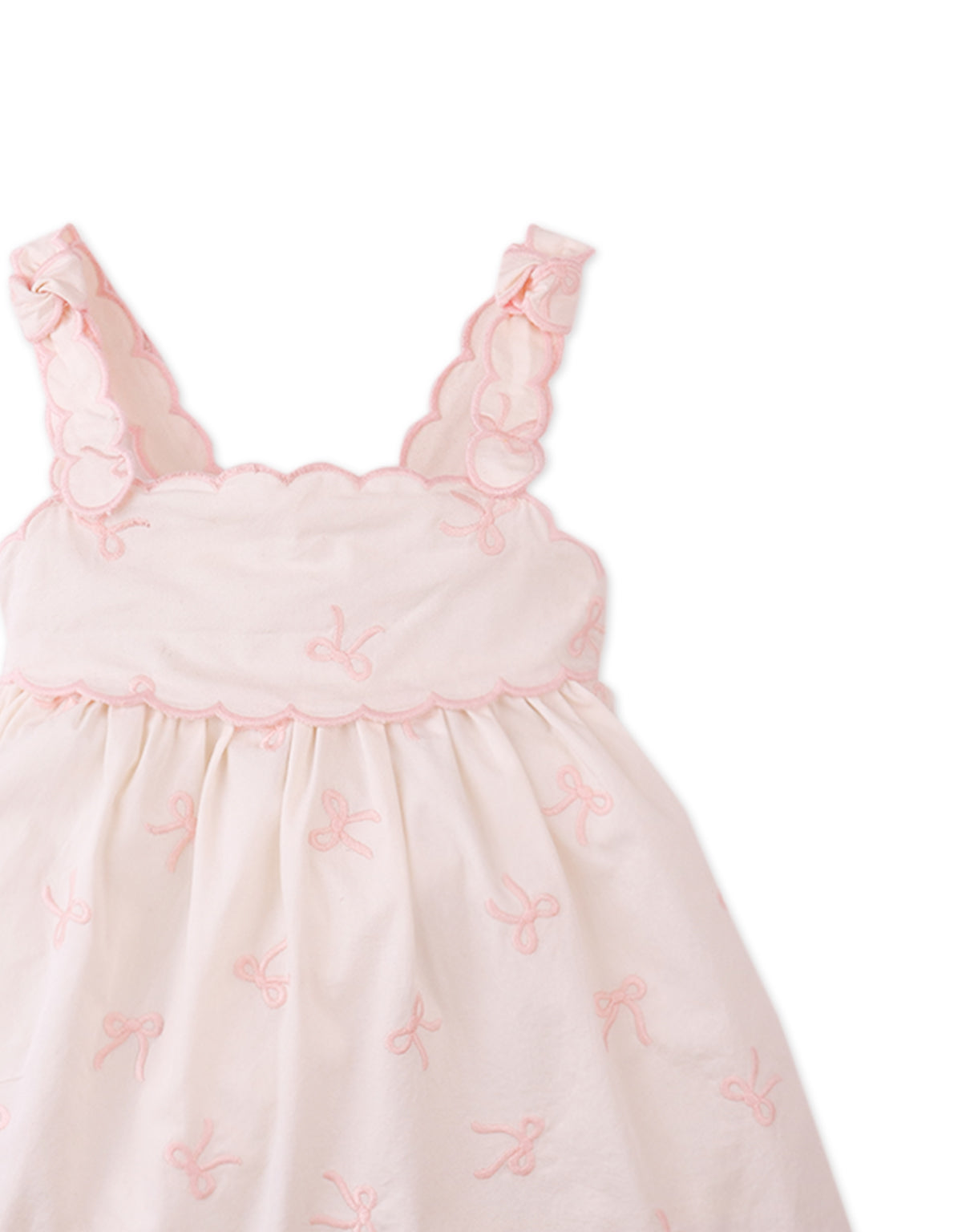 Baby Kara Poplin Dress with a Scalloped Top & Tie Straps