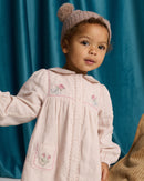 Baby Lottie Button-Down Dress with Cross-Stitch Embroidery (Peach)