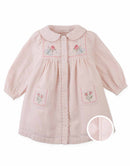 Baby Lottie Button-Down Dress with Cross-Stitch Embroidery (Peach)