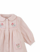 Baby Lottie Button-Down Dress with Cross-Stitch Embroidery (Peach)