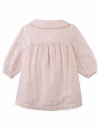 Baby Lottie Button-Down Dress with Cross-Stitch Embroidery (Peach)