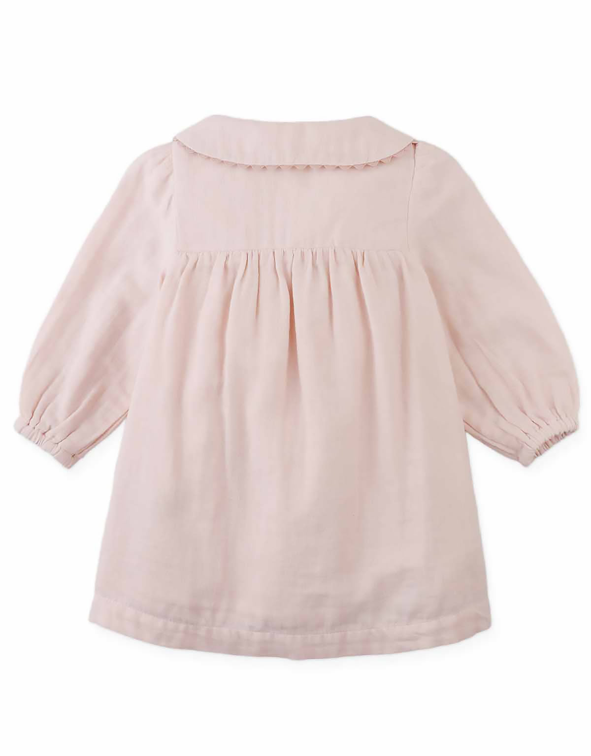 Baby Lottie Button-Down Dress with Cross-Stitch Embroidery (Peach)