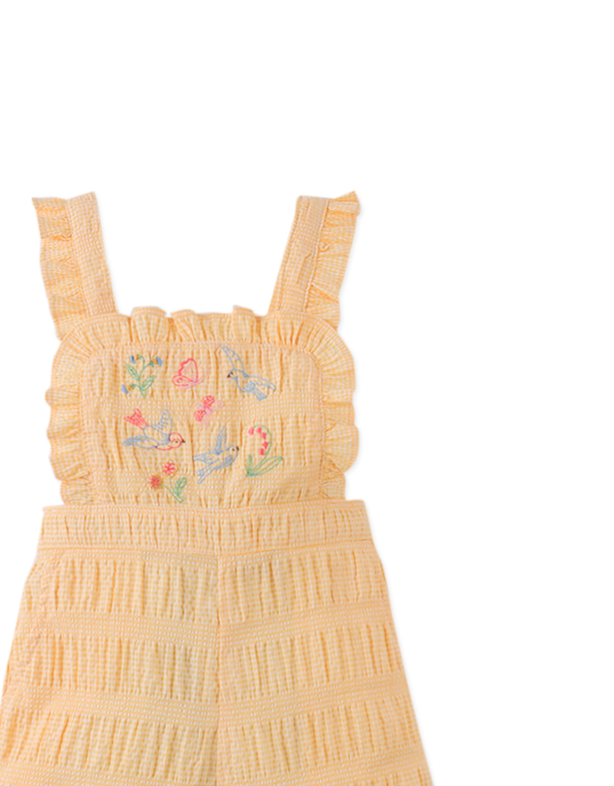 Baby Cocona Checkered Jumpsuit with Embroidery