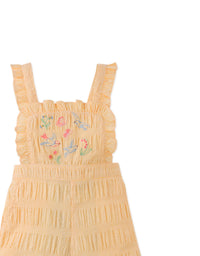 Baby Cocona Checkered Jumpsuit with Embroidery