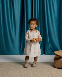 Baby Vera Cross-Stitch Embroidered Pinafore Dress and Inner Tee Set (Offwhite)