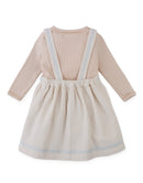 Baby Vera Cross-Stitch Embroidered Pinafore Dress and Inner Tee Set (Offwhite)