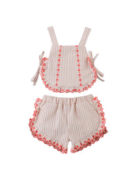 Baby Juria Apron Blouse & Shorts Set with Scallop Ruffles