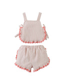 Baby Juria Apron Blouse & Shorts Set with Scallop Ruffles