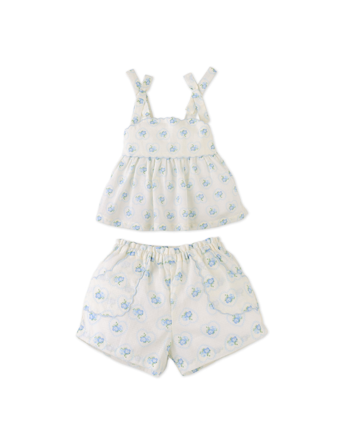 Baby Dallas Tunic Blouse & Shorts Set with Scalloped Details