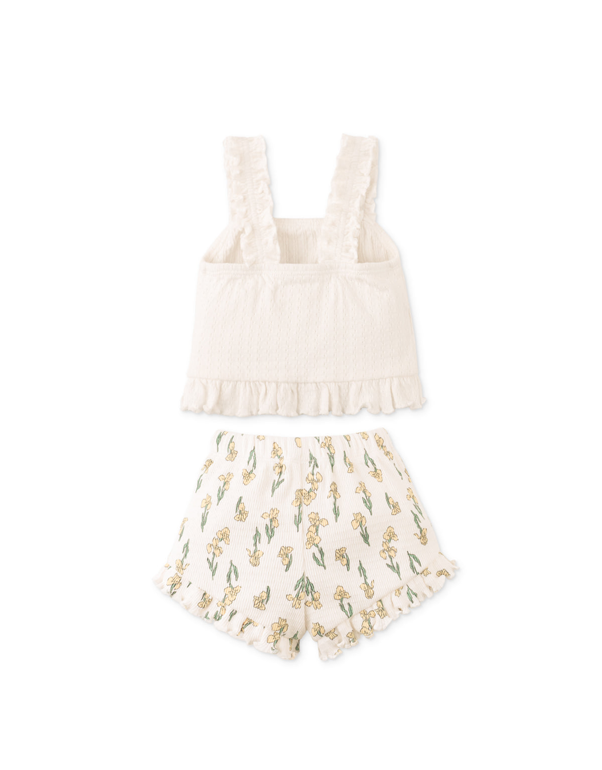 Baby Andi Ribbed Top &  Printed Pointelle Shorts Set
