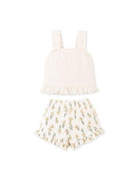 Baby Andi Ribbed Top &  Printed Pointelle Shorts Set