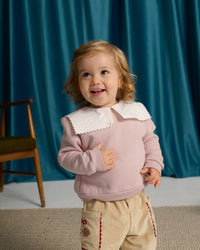 Baby Clarita Pullover with Embroidered Sailor Collar (Pink)