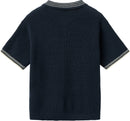 KNITTED PATTERN SHIRT W. CONTRAST NAVY