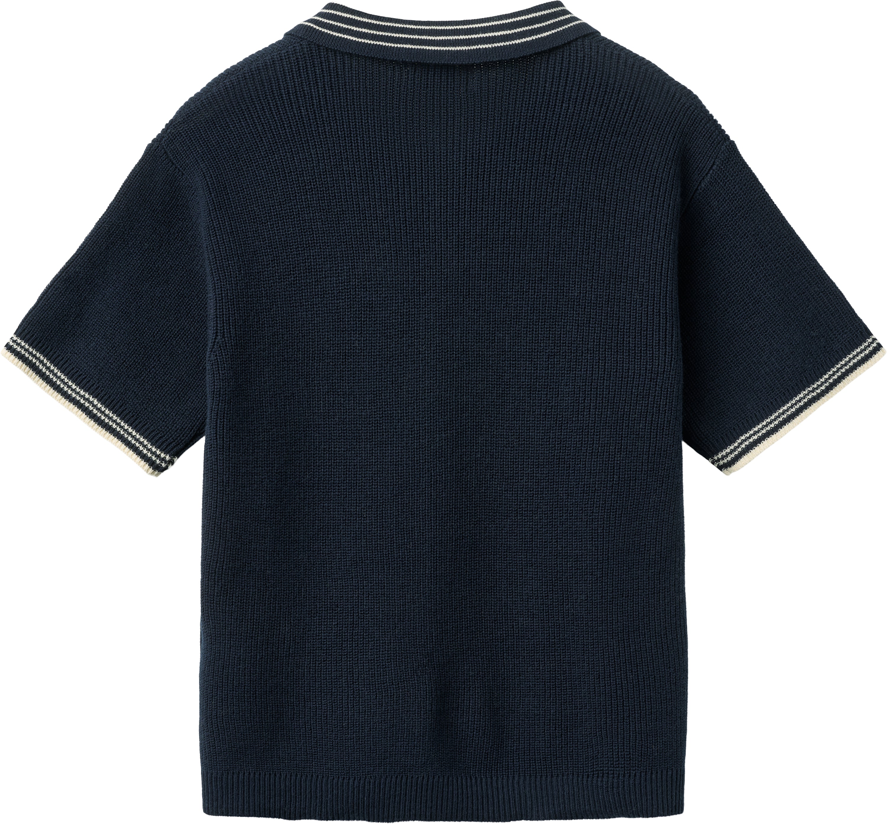 KNITTED PATTERN SHIRT W. CONTRAST NAVY