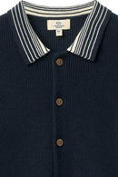 KNITTED PATTERN SHIRT W. CONTRAST NAVY