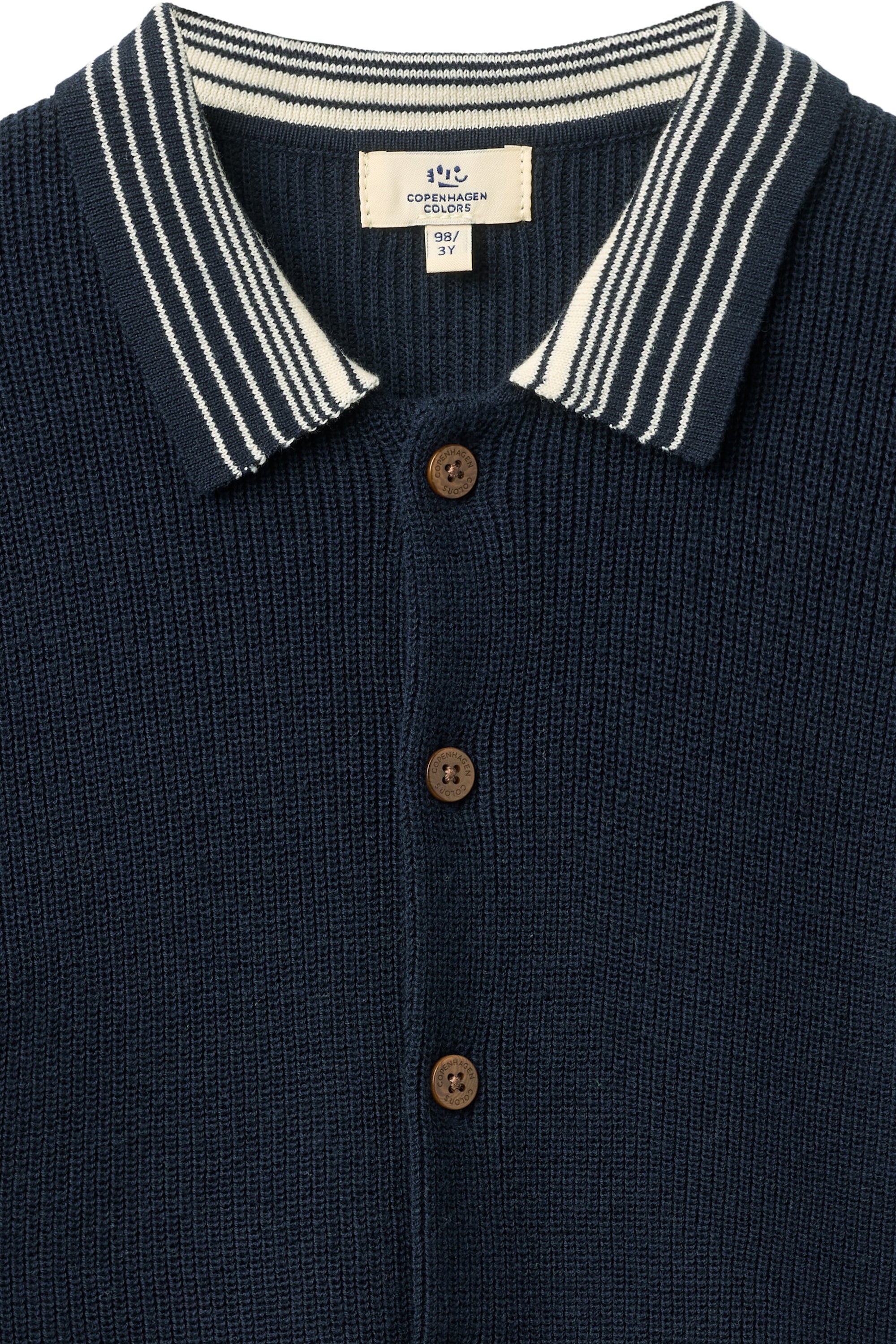 KNITTED PATTERN SHIRT W. CONTRAST NAVY